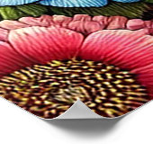 Poster Oiseau parmi des fleurs colorées (Coin)