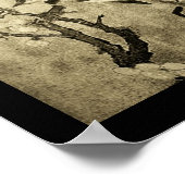 Poster OISEAU PRINTANIER ET ARBRE FLEURI Marron Sépia (Coin)