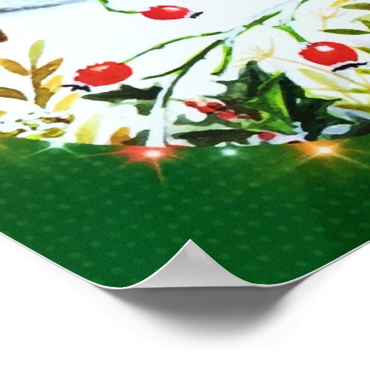 Poster Oiseau Robin Couple Winter Holly Noël (Coin)