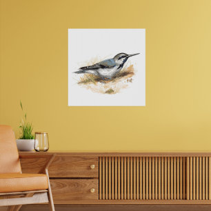 Poster oiseau sur la plage