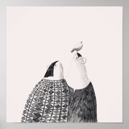 Poster Oiseau sur la tête (Devant)