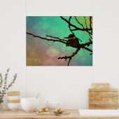 Poster Oiseau Sur Une Branche -Aqua N Rose (Cuisine)