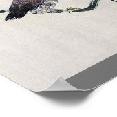 Poster Oiseau sur une branche de Trichosanthes, Watanabe  (Coin)