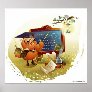 Poster Oiseau tenant un livre et l'enseignant à un