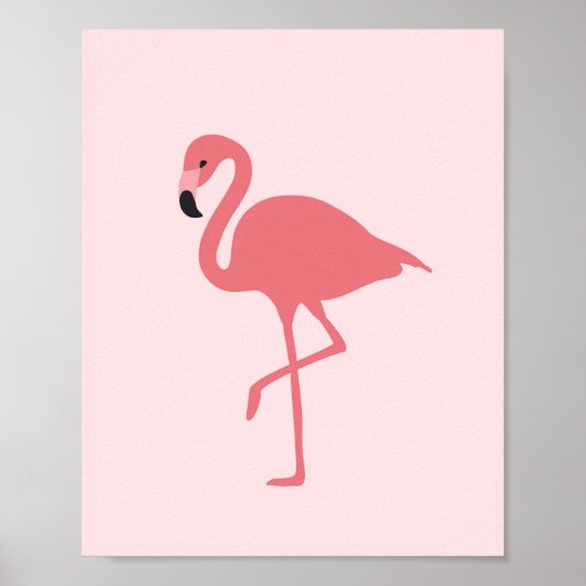 Poster Oiseau tropical Flamant rose rose (Devant)