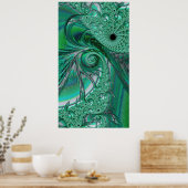 Poster Oiseau vert à bijoux du paradis Fractal Abstrait (Cuisine)