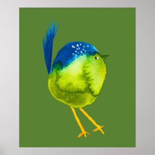 Poster Oiseau vert mignon