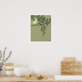 Poster Oiseau vert perché sur une branche verte (Cuisine)