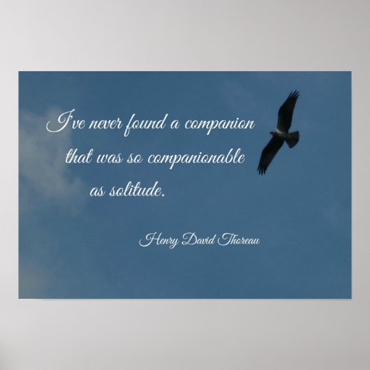 Poster Oiseau volant haut avec une citation sur la solitu (Devant)