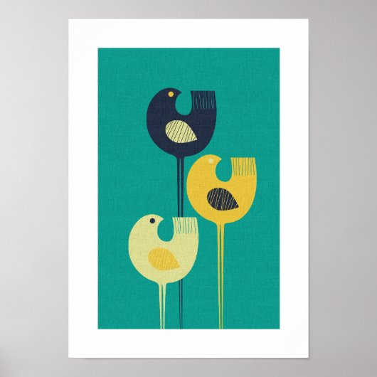 Poster Oiseaux à pattes - moyen siècle moderne / minimali (Devant)