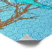 Poster Oiseaux appliqués sur une branche, Sky Blue Multi (Coin)