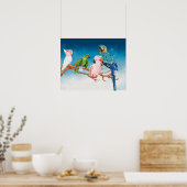 Poster Oiseaux Aquarelle Parrot Macaw Cockatoo Parakeet (Cuisine)