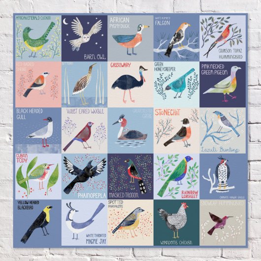 Poster Oiseaux autour du monde aquarelle art