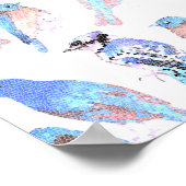 Poster Oiseaux bleus en effet mosaïque (Coin)