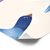 Poster Oiseaux bleus en vol | Aquarelle moderne (Coin)