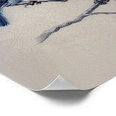 Poster Oiseaux bleus et gris poussiéreux sur une aquarell (Coin)