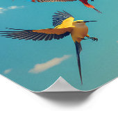 Poster Oiseaux colorés dans un ciel bleu (Coin)