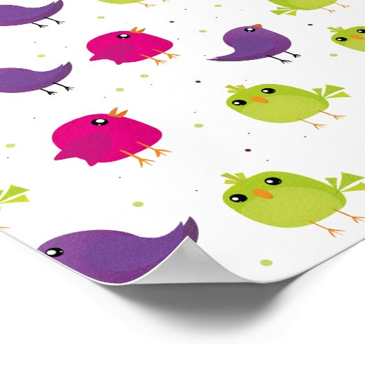 Poster Oiseaux colorés mignons (Coin)