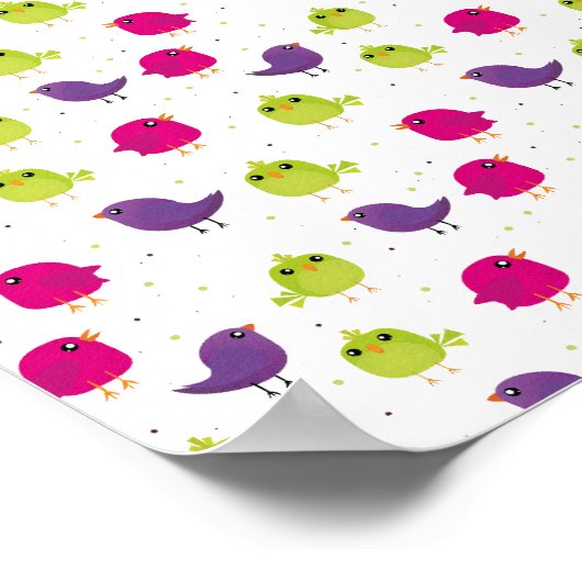 Poster Oiseaux colorés mignons (Coin)