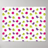 Poster Oiseaux colorés mignons (Devant)