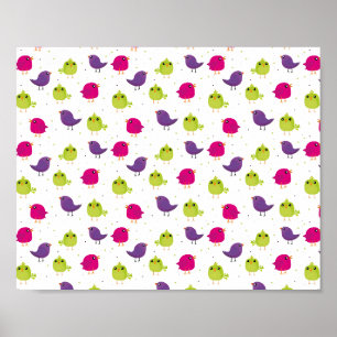 Poster Oiseaux colorés mignons