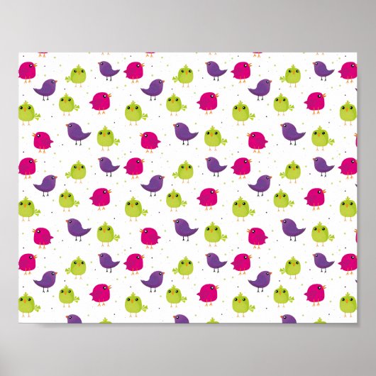 Poster Oiseaux colorés mignons (Devant)