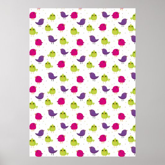 Poster Oiseaux colorés mignons (Devant)