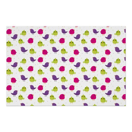 Poster Oiseaux colorés mignons (Devant)