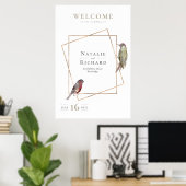 Poster Oiseaux d'Affiche de bienvenue Mariage rustique (Bureau à domicile)