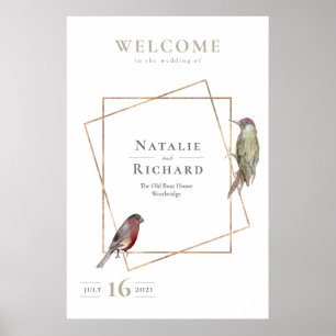 Poster Oiseaux d'Affiche de bienvenue Mariage rustique