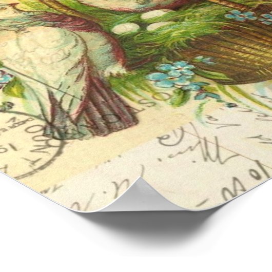 Poster Oiseaux dans un panier, Pâques (Coin)