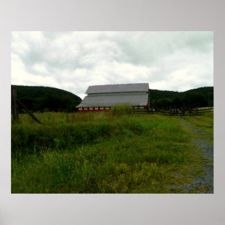 Poster Oiseaux dans une grange rouge