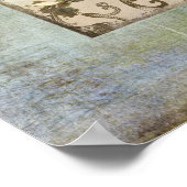 Poster Oiseaux de bois - Oiseau bleu avec fleurs de couro (Coin)