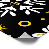 Poster Oiseaux de cerfs en fleurs de Noël or (Coin)