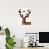 Poster Oiseaux de cerfs, nids d'oiseaux tropicaux (Bureau à domicile)