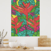 Poster Oiseaux de la jungle tropicale Paradise (Cuisine)