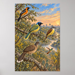 Poster Oiseaux de la vallée inférieure du Rio Grande - Su