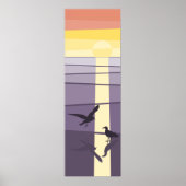 Poster Oiseaux de mer orange violet à Shore Vector Art (Devant)