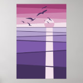 Poster Oiseaux de mer rose pourpre au Sunset Vector Art (Devant)