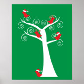 Poster Oiseaux de Noël dans un arbre (Devant)