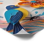 Poster Oiseaux de papier et d'art floral - Créatif (Coin)