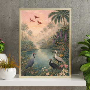 Poster oiseaux des zones humides tropicales illustratio