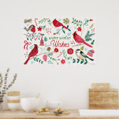 Poster Oiseaux d'hiver - Voeux chauds (Cuisine)