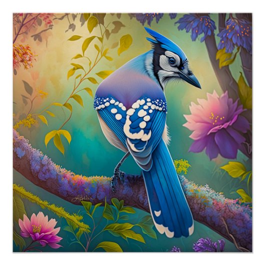 Poster Oiseaux d'Imaginaire Jay bleu (Devant)