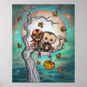 Poster Oiseaux d'une fille mignonne en plumes en Masque e (Devant)