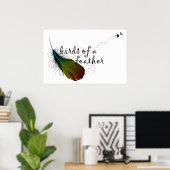 Poster oiseaux d'une plume. (Bureau à domicile)