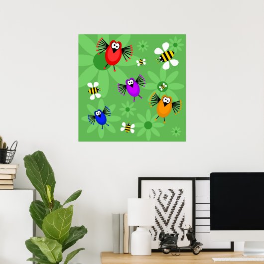 Poster Oiseaux et abeilles (Bureau à domicile)