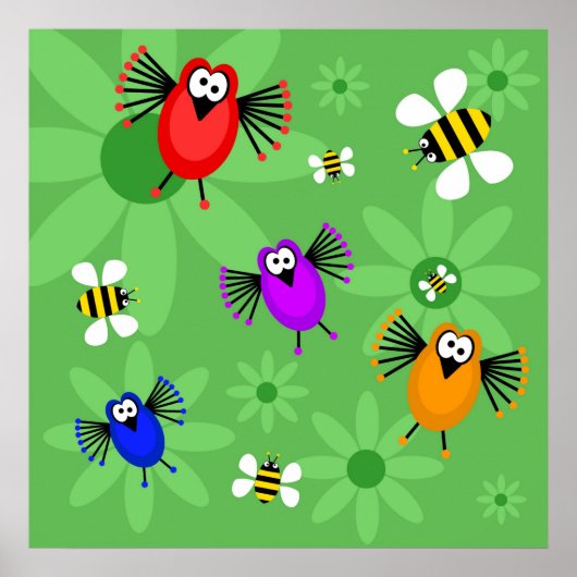 Poster Oiseaux et abeilles (Devant)