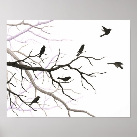 Poster Oiseaux et branches Beaux-Arts Imprimer (Devant)