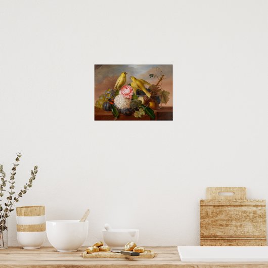 Poster Oiseaux et fleurs (Cuisine)